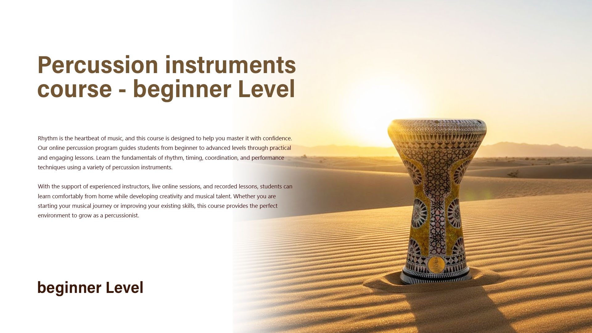 Percussion instruments course beginner Level  Group 4 - Dec 11, 2026