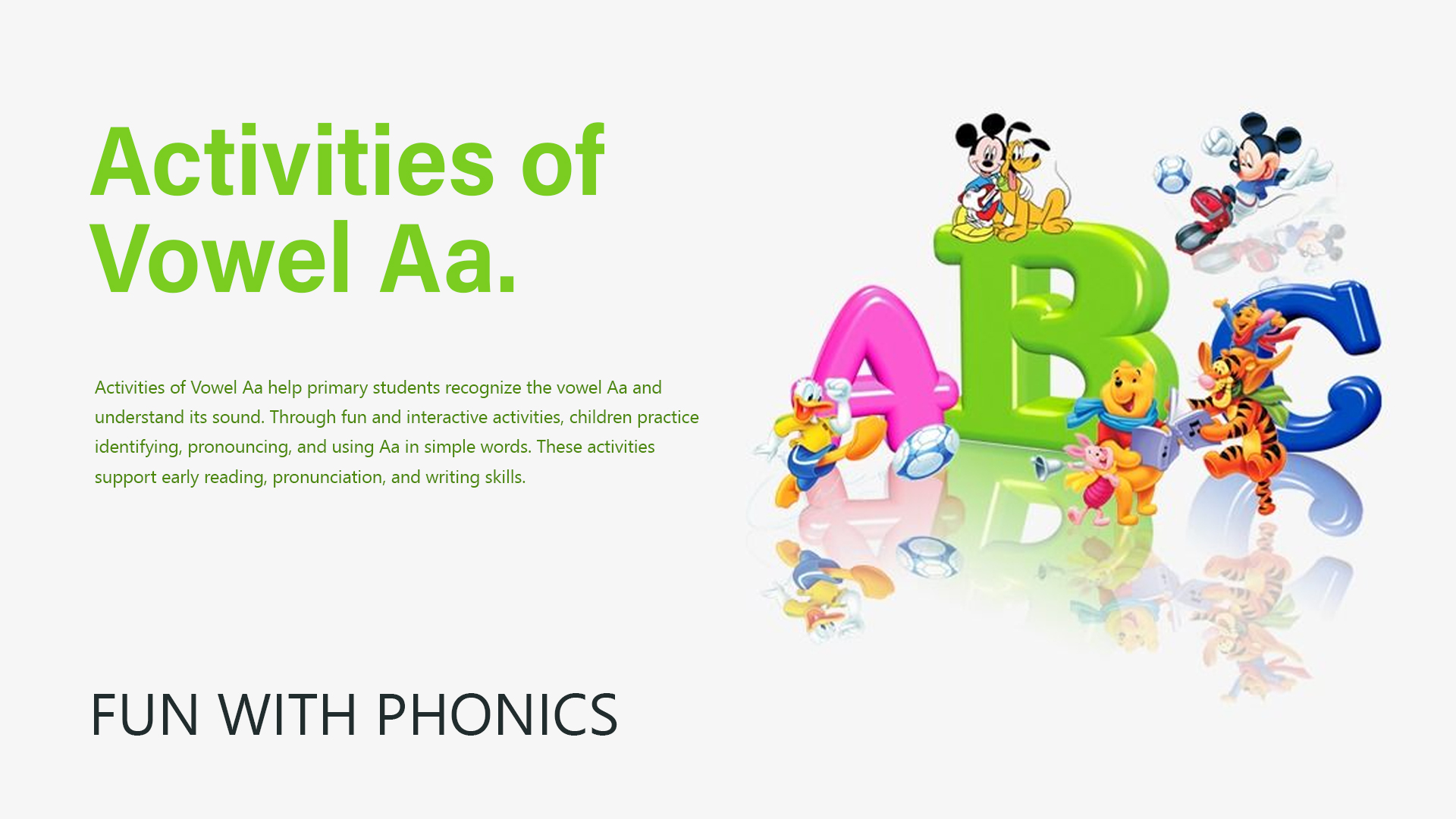 Activities of Vowel Aa.